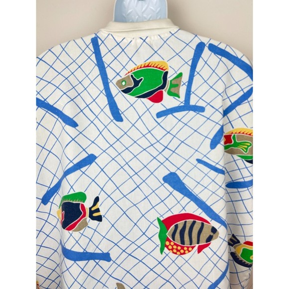 Levis Sportswear Vintage 1980's Fish Print Oversize Unisex Cotton Shirt  XL - Picture 16 of 16
